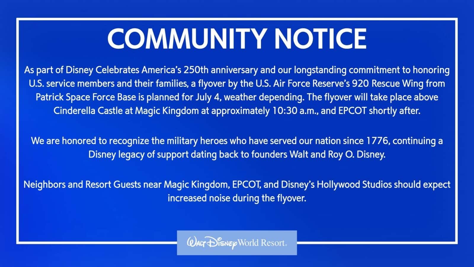 Walt Disney World Magic Kingdom Flyover July 4th 2026
