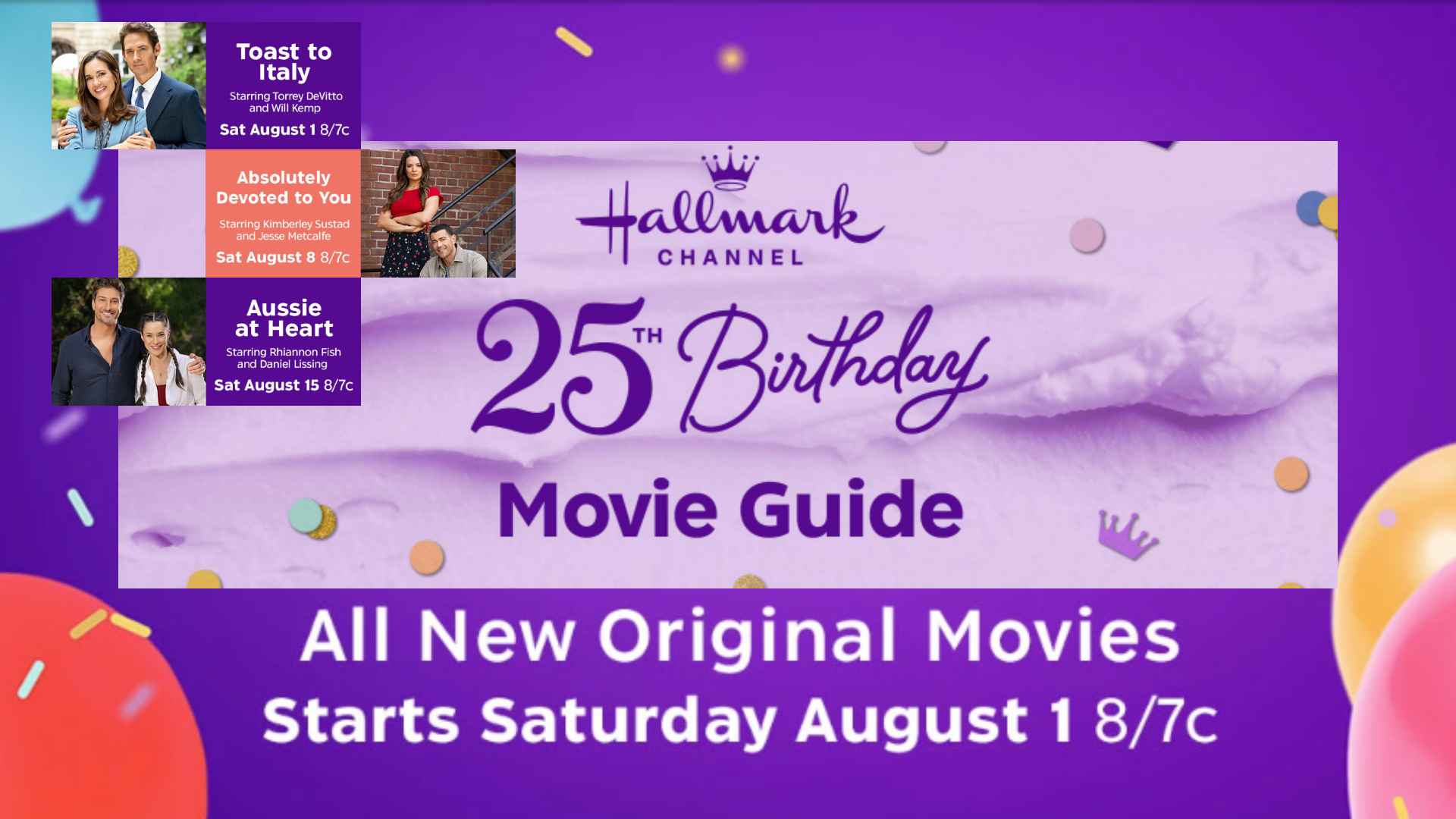 Hallmark Channel's 25th Birthday Lineup: Full August 2026 Movie Schedule