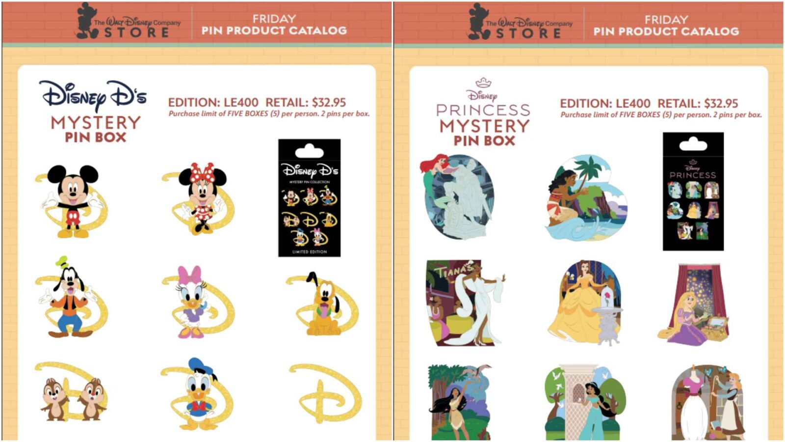 The Walt Disney Company Store D23 Friday Pins 6