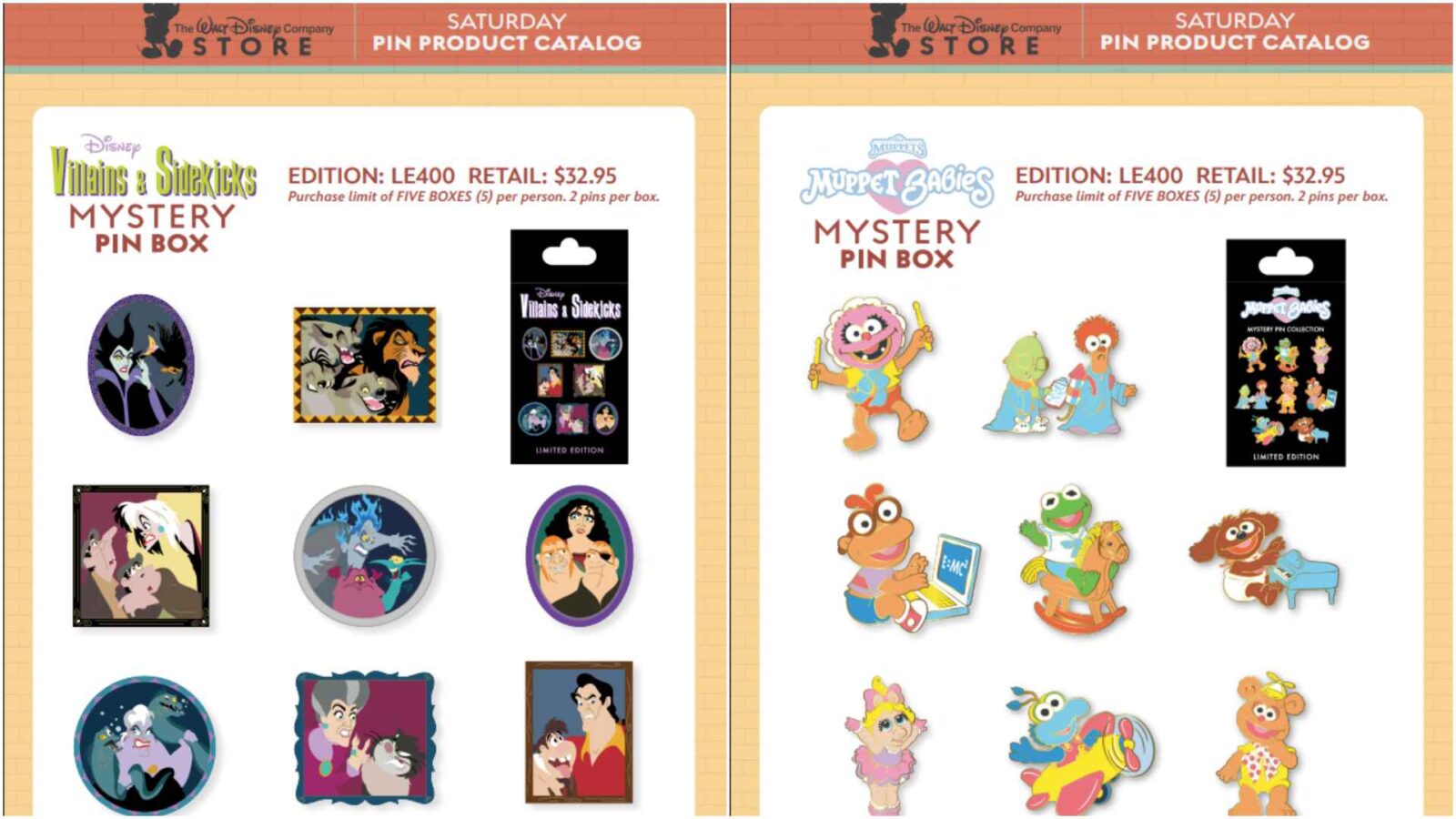 The Walt Disney Company Store D23 Saturday Pins 6