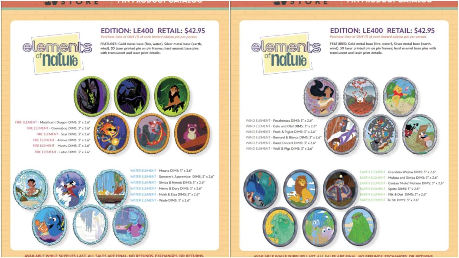 The Walt Disney Company Store D23 Sunday Pins