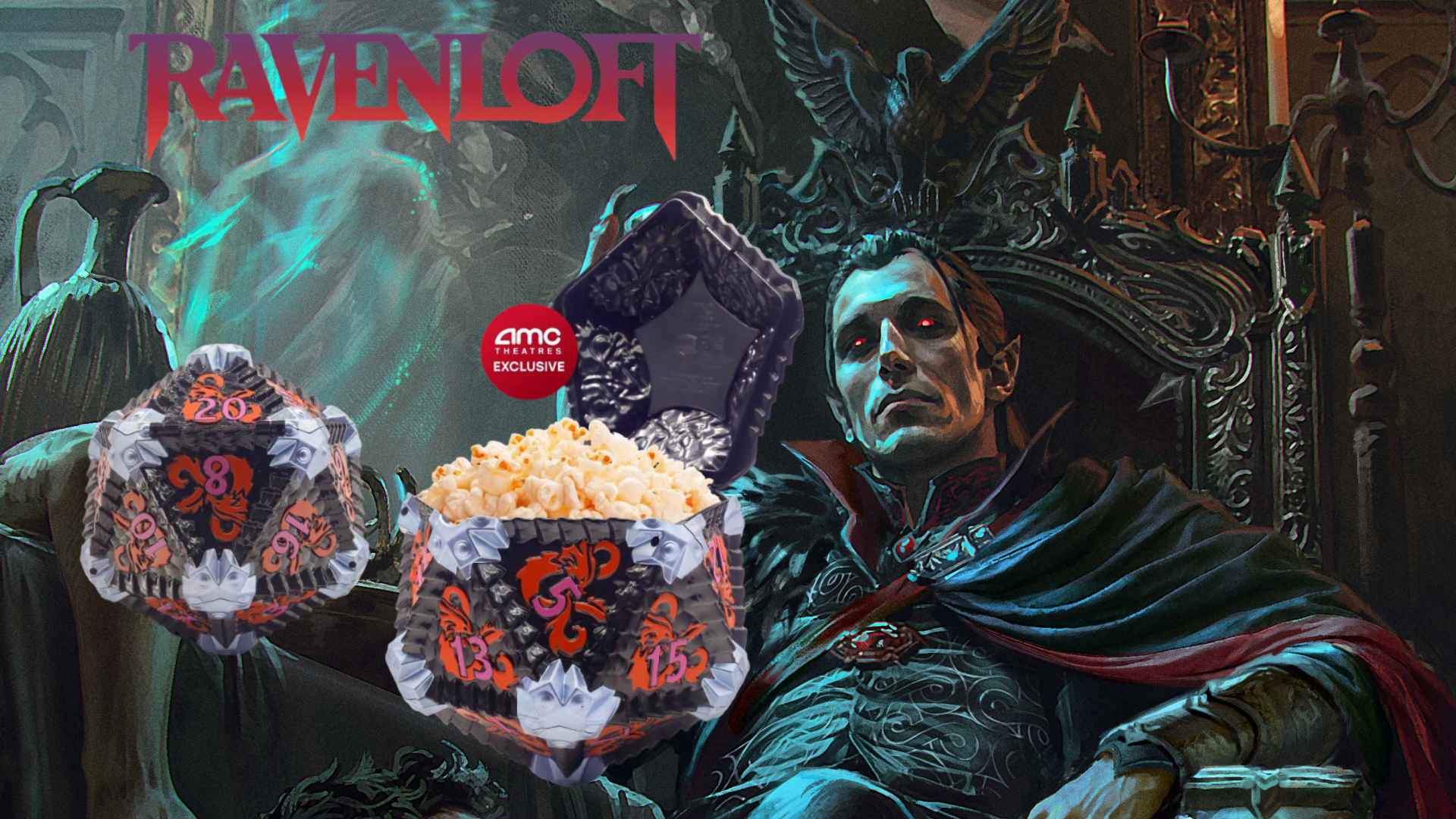 AMC Releases Dungeons & Dragons Mists of Ravenloft D20 Popcorn Bucket