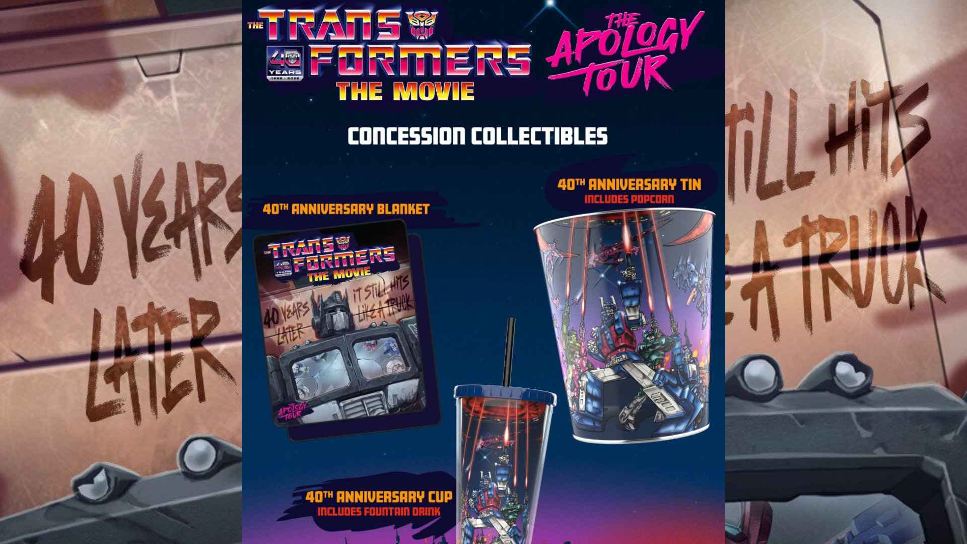 AMC Reveals Transformers: The Movie 40th Anniversary Popcorn Tin, Cup, and Blanket