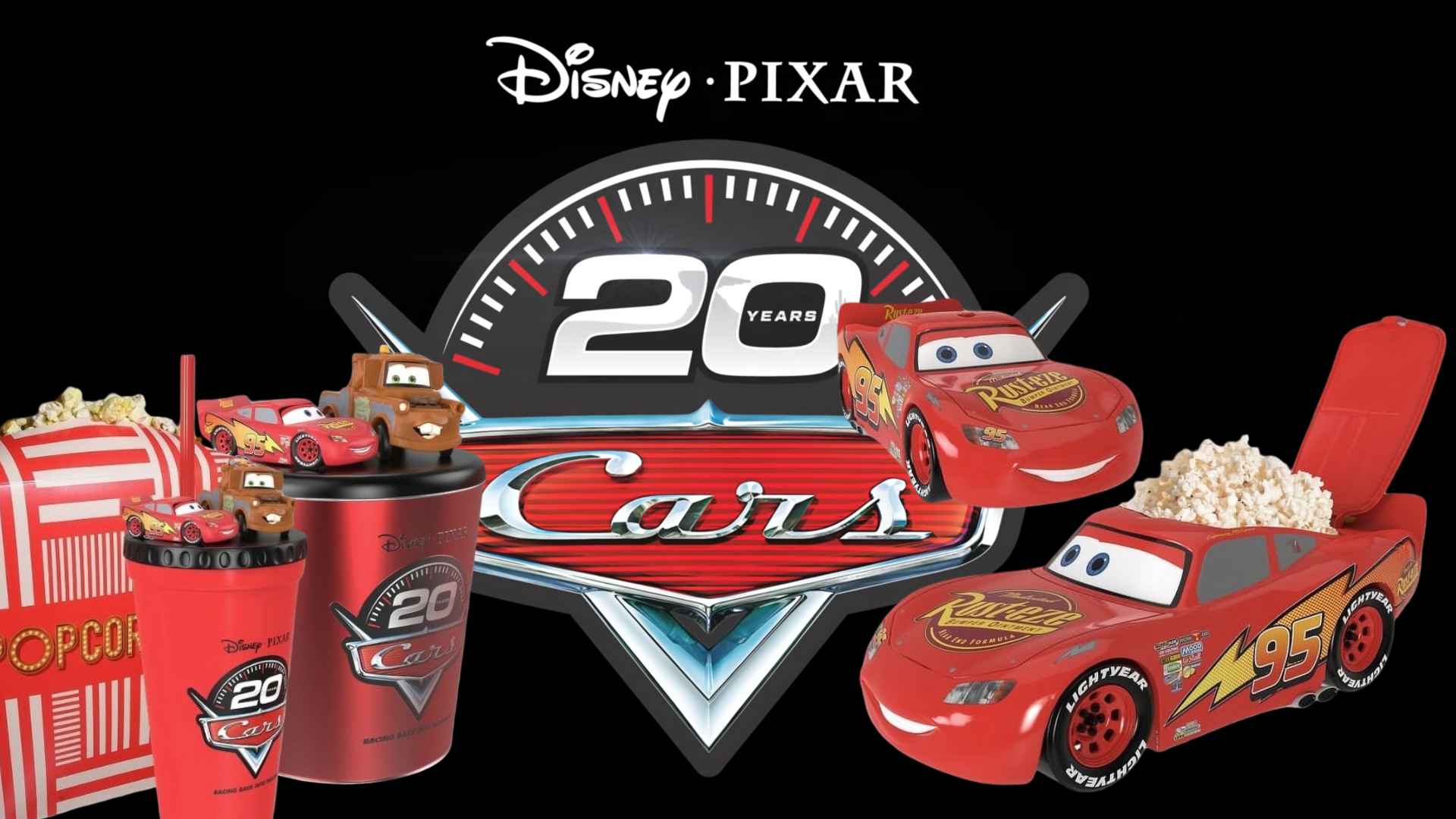 First Look at Pixar Cars 20th Anniversary Popcorn Buckets and Cup Coming to Theaters September 7