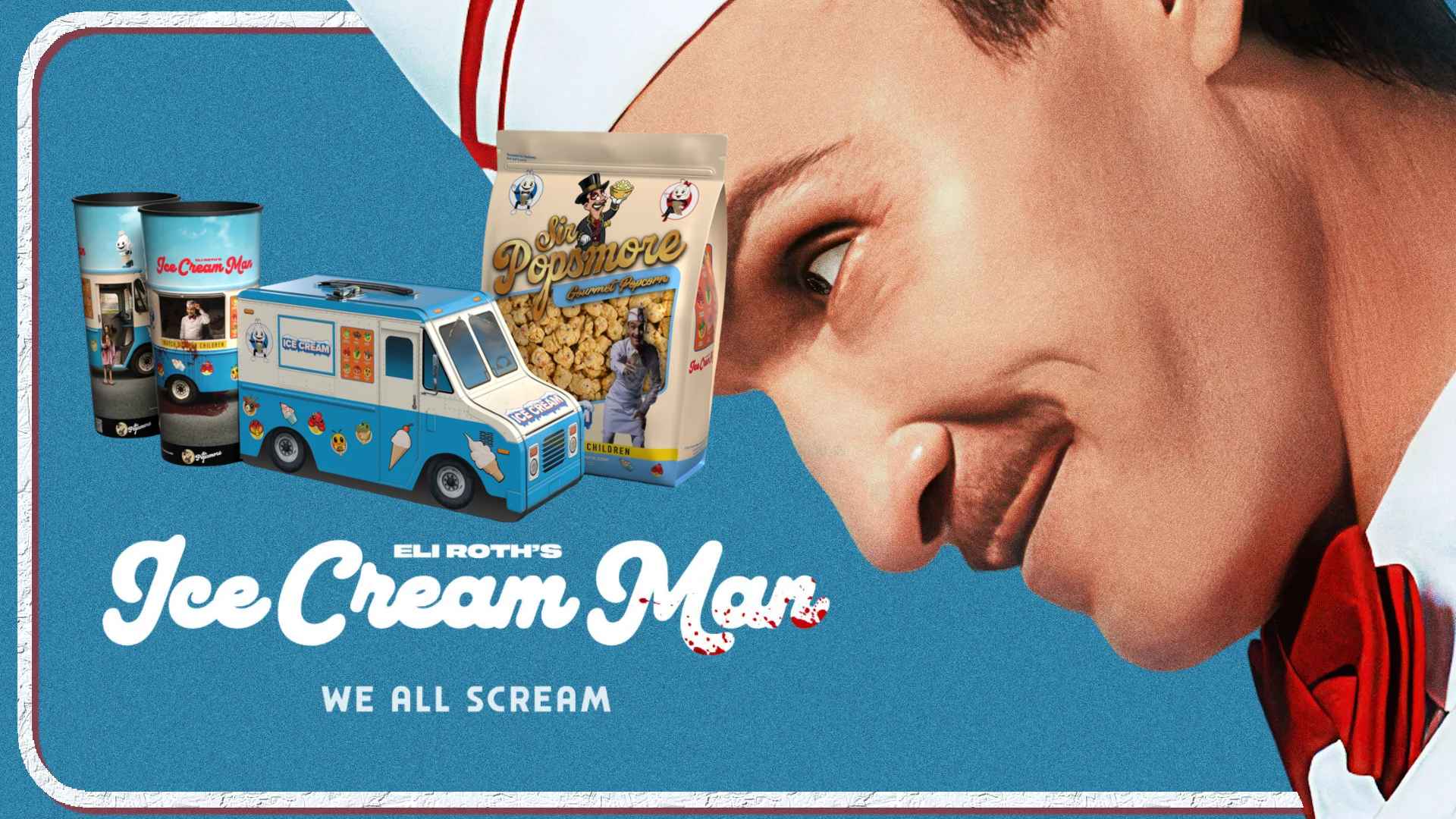 Sir Popsmore Reveals Ice Cream Man Popcorn Bucket, Cups, and Popcorn Bundle