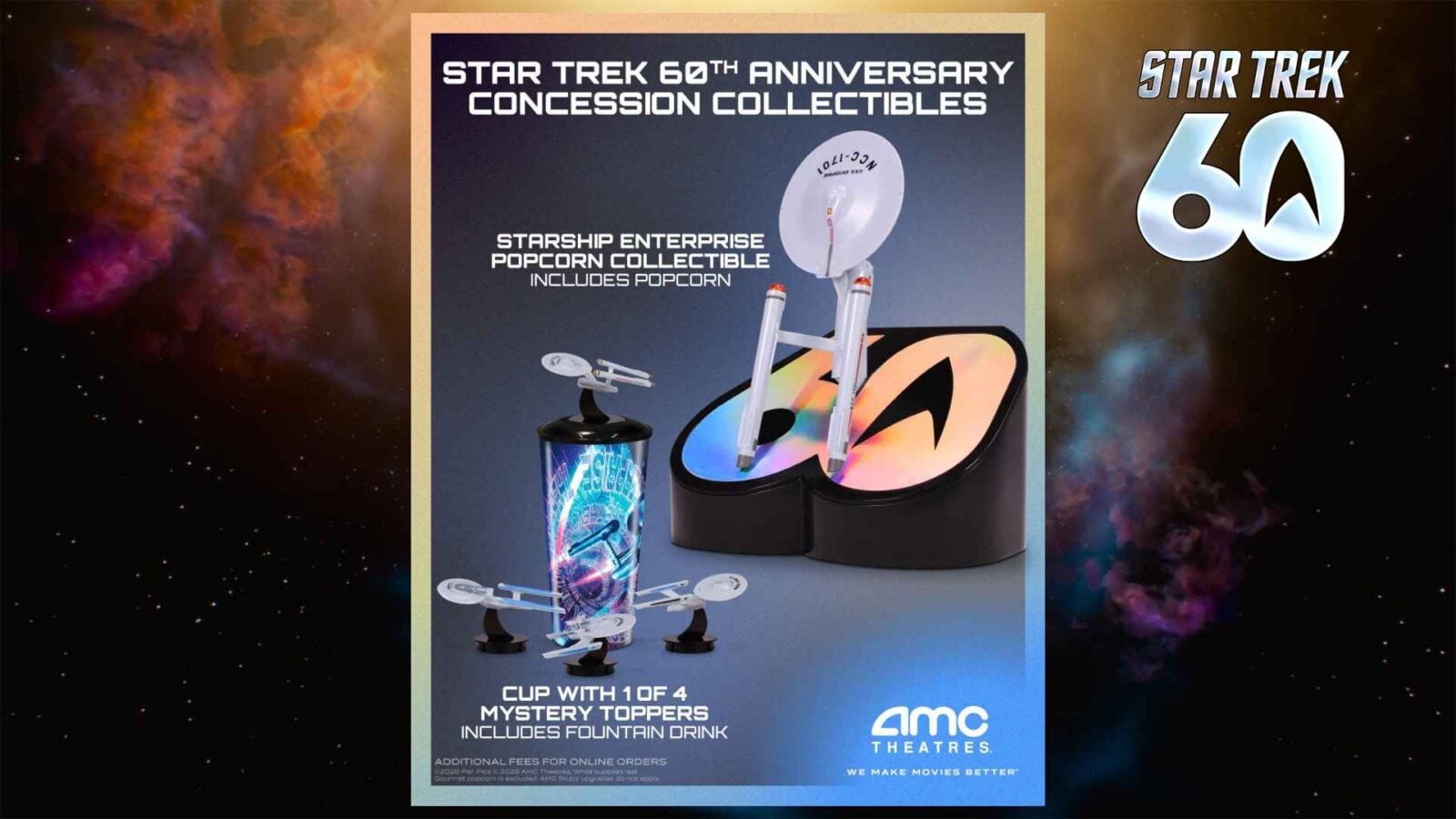 AMC Unveils Starship Enterprise Popcorn Bucket and Mystery Topper Cups for Star Treks 60th