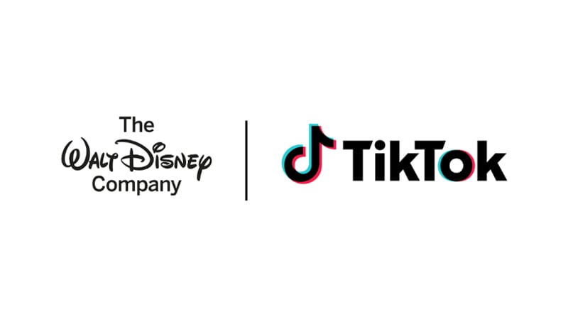 The Walt Disney Company logo next to the TikTok logo separated by a vertical bar indicating a partnership or collaboration