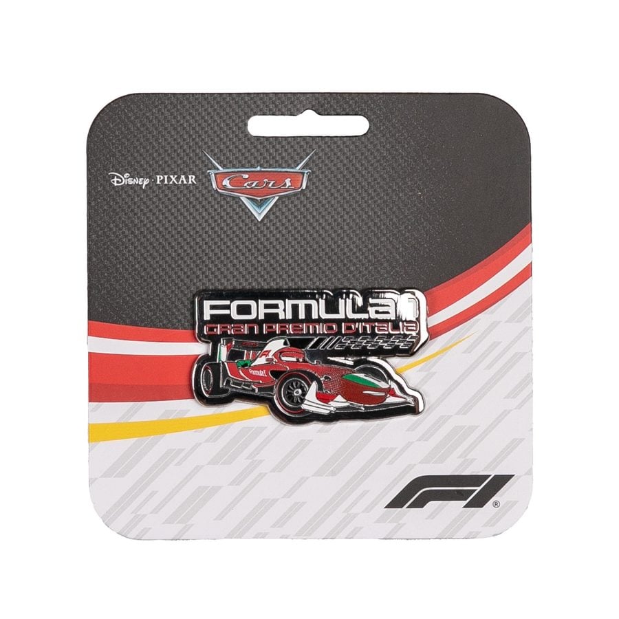 Packaging for a Disney Pixar Cars toy featuring a red race car illustration on a carbon fiber background with red and white stripes