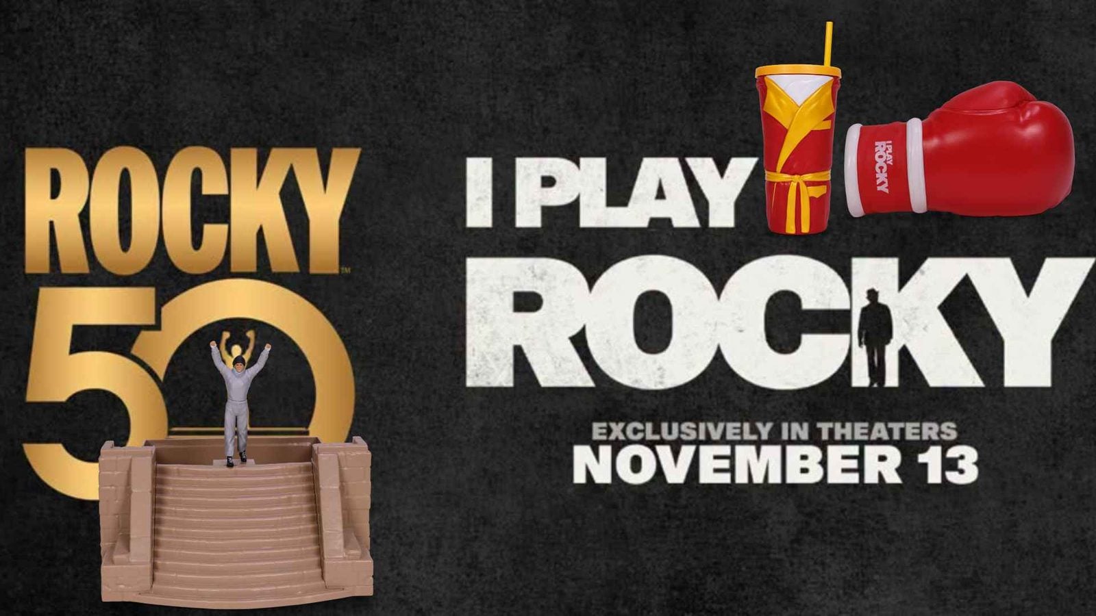 Rocky Popcorn Buckets Staircase Tin and I Play Rocky Glove at Swan Drive In