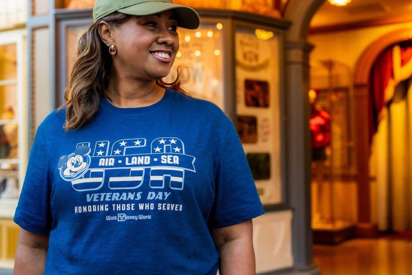 Disney's 2026 Veterans Day merchandise collection with Mickey Mouse on a Spirit Jersey, T-shirt, baseball cap and mug