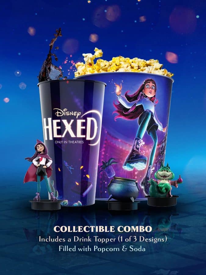 Regal Hexed Collectible Combo with popcorn tub cup and toppers of Billie Bucket the cauldron and Beef Roger