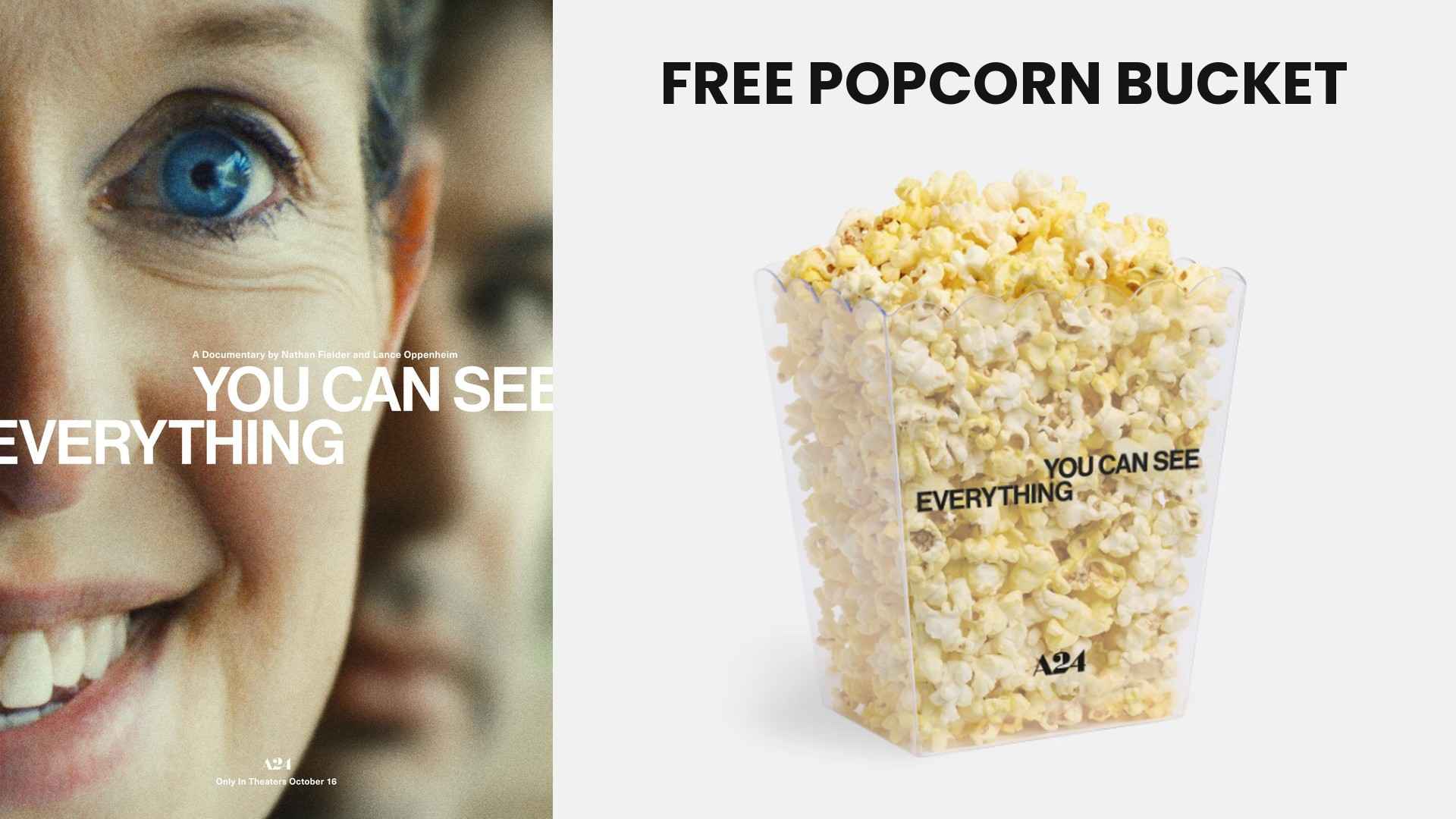 A24 Gives Away a Free Clear Popcorn Bucket With You Can See Everything Tickets