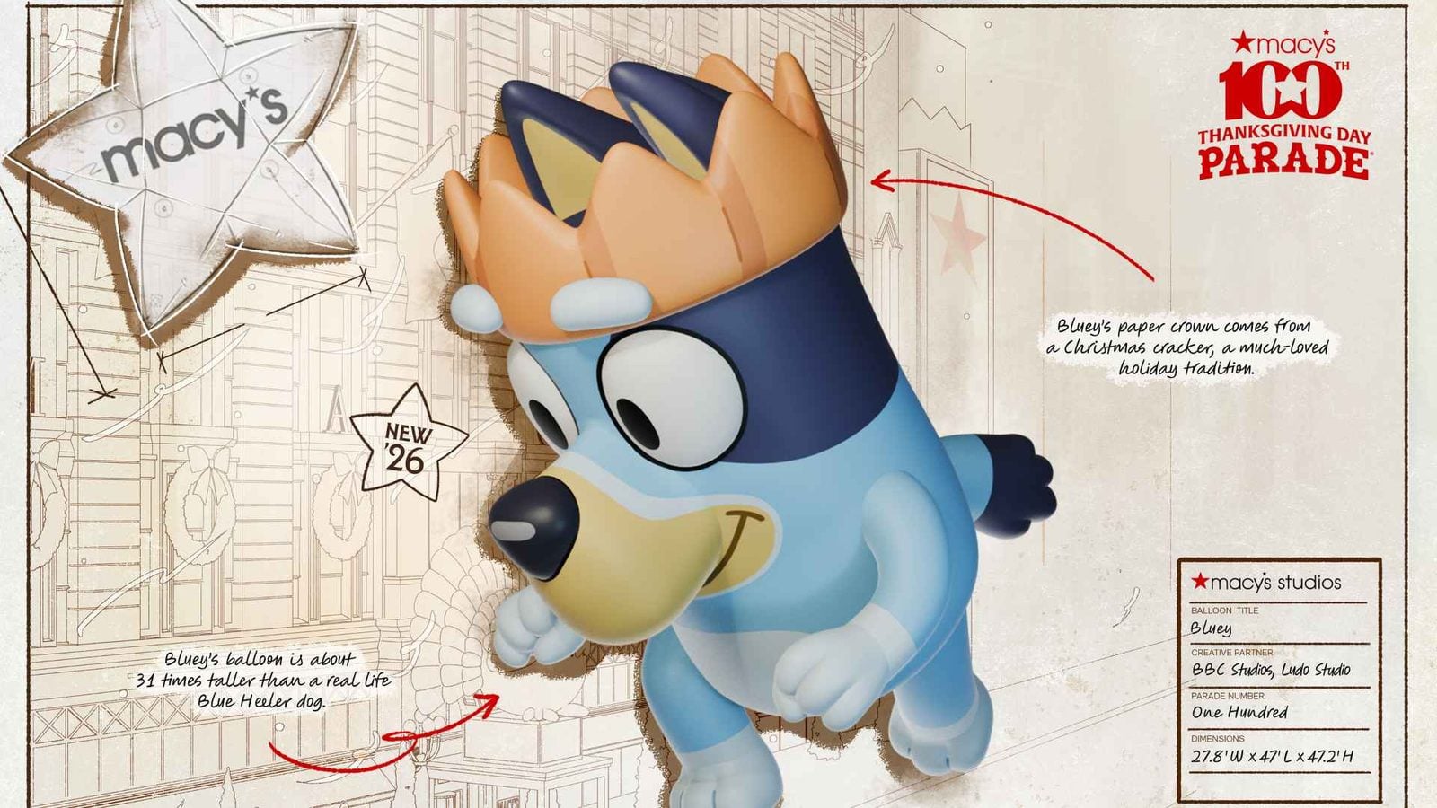 Bluey Christmas Balloon to Debut at 100th Macy's Thanksgiving Day Parade