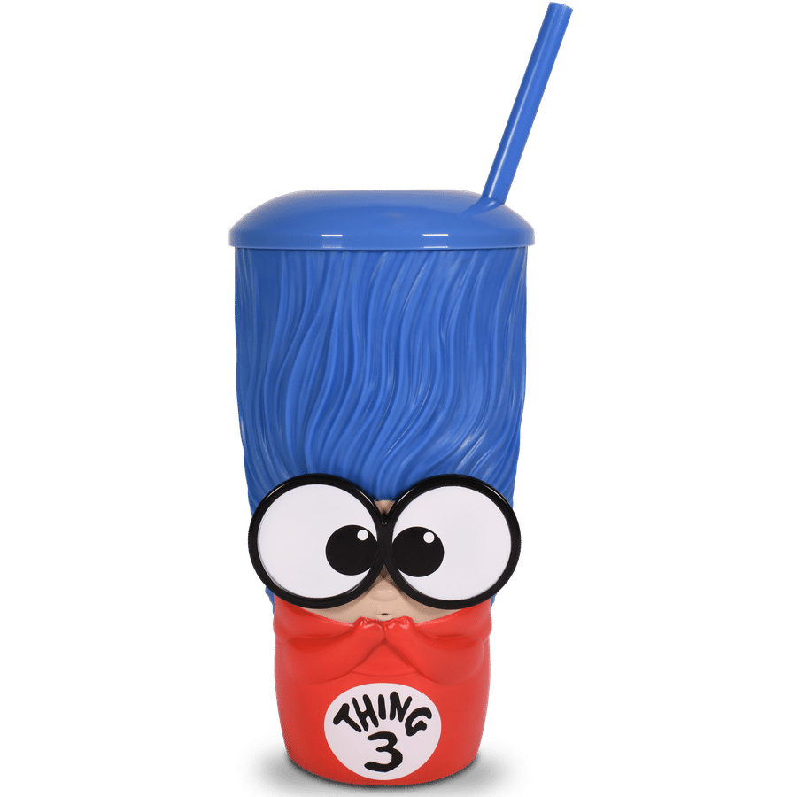 Thing 1 blanket topper cups Thing 1 tin Thing 3 Grippr and Thing 3 plush