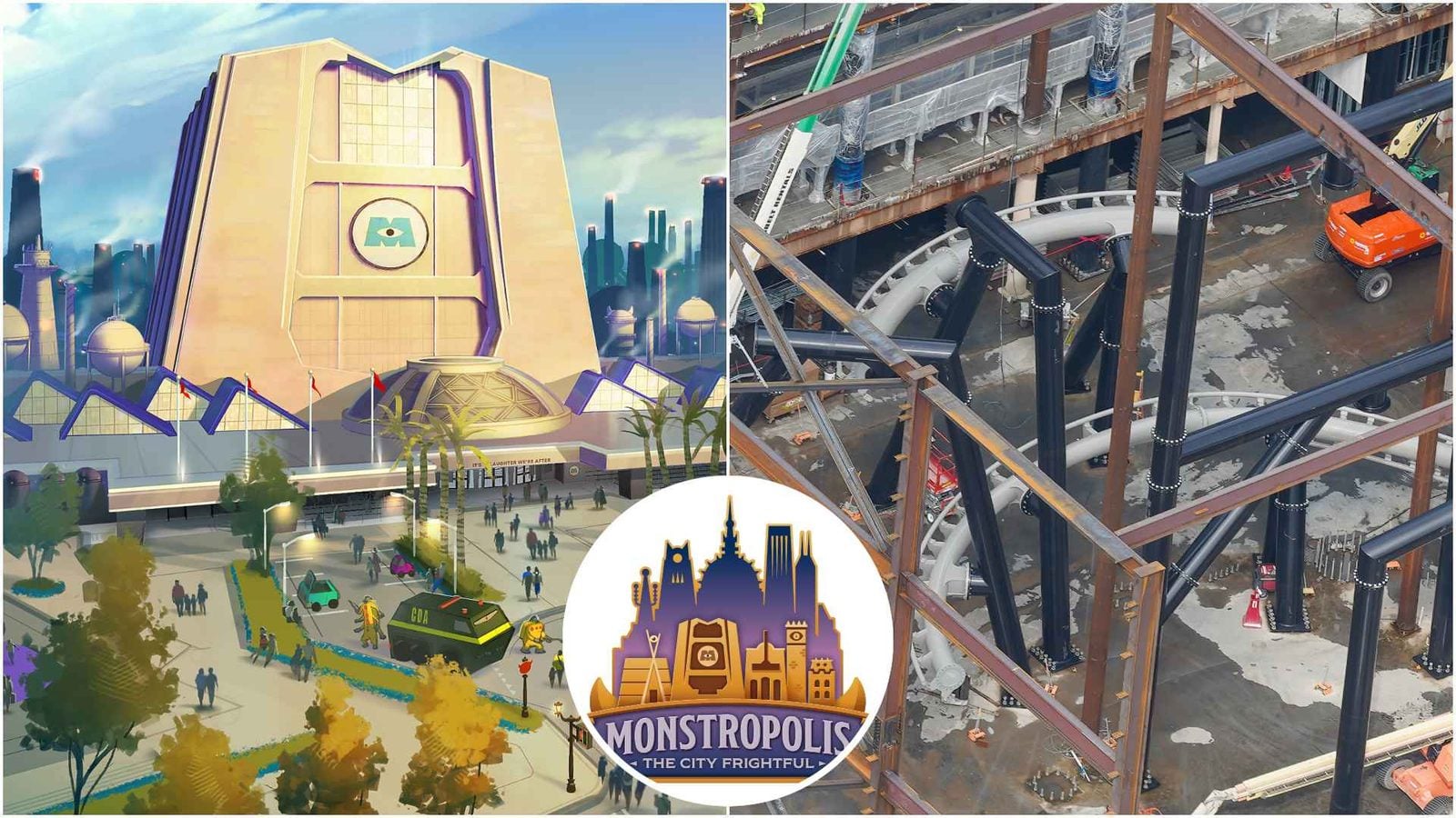 First Coaster Tracks Installed at Monstropolis as Exterior Walls Go Up at Hollywood Studios
