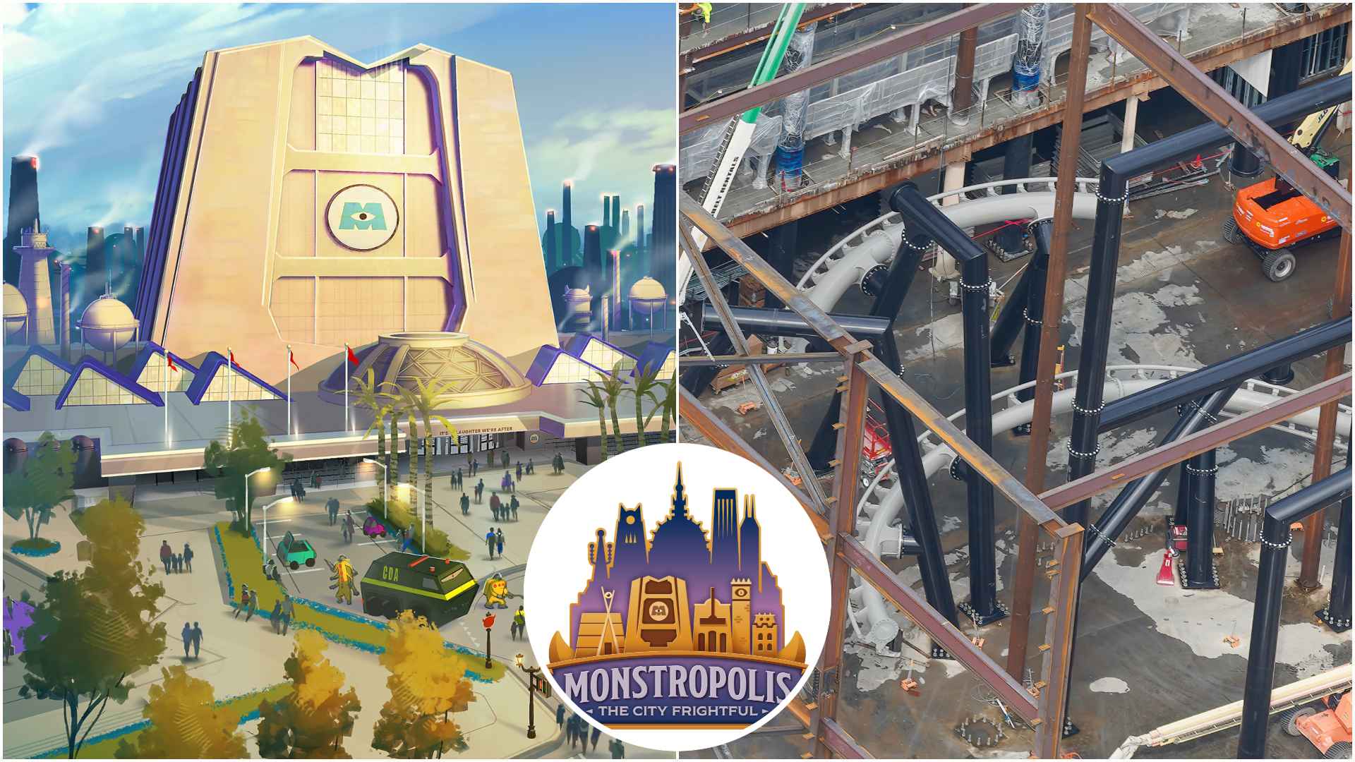 First Coaster Tracks Installed at Monstropolis as Exterior Walls Go Up at Hollywood Studios