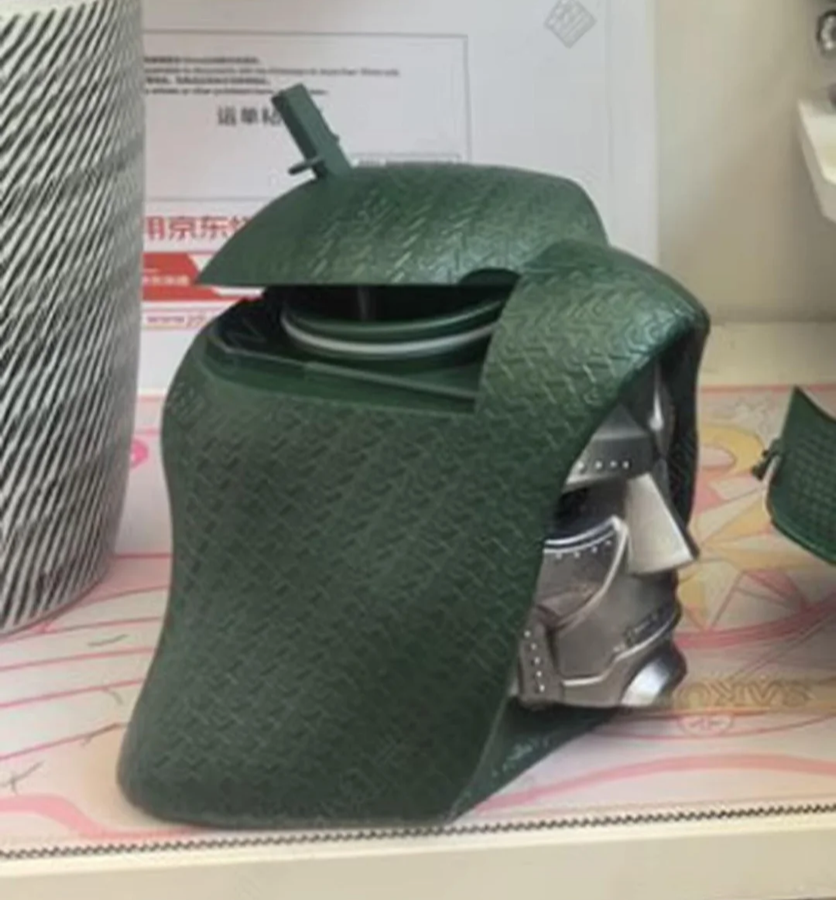Fake Doctor Doom throne cup with a green see through cup and a Doom figure on a gray throne from an AliExpress listing