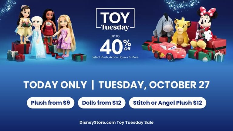 Disney Store Toy Tuesday Sale October 27: Plush From $9 and a $12 Stitch Plush Deal